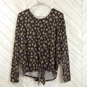 iZ Byer brand black floral long sleeve top Size M